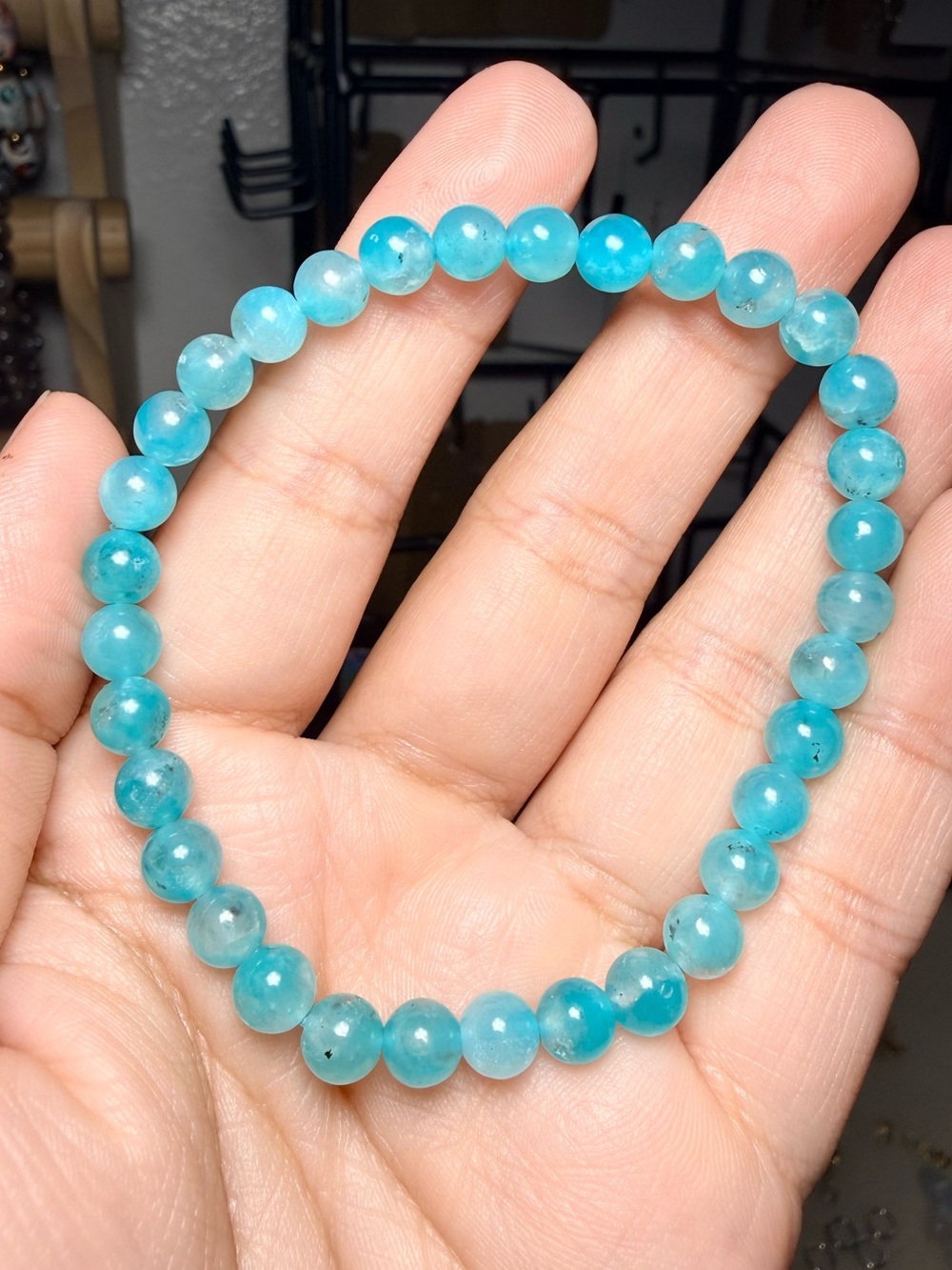 6mm Ice Amazonite Bracelet Genuine Gemstone Stretch Bracelet